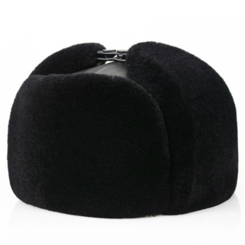 Winter wool, leather, fur one, male, middle-aged and elderly, father, warm old man, cold proof, pilot's ear protection hat