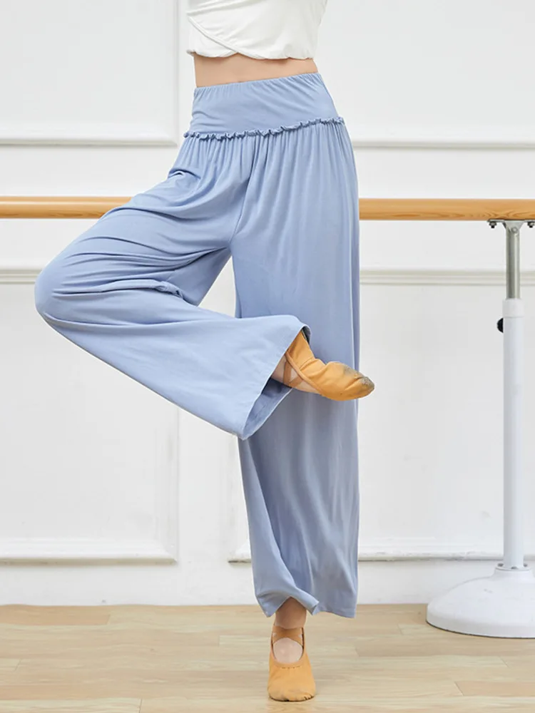 

Loose Modern Dance Waltz Adult Elegant Womens Party Pants Latin Women Solid Color Street Competition Costume Wide Leg Trousers
