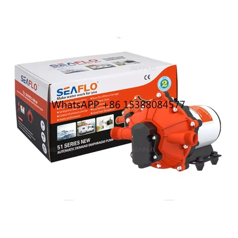 

SEA FLO 12V Mini High Pressure Water Pump 5.0gpm 70psi DC Solar for Car Wash RV & Marine Featuring Diaphragm Structure