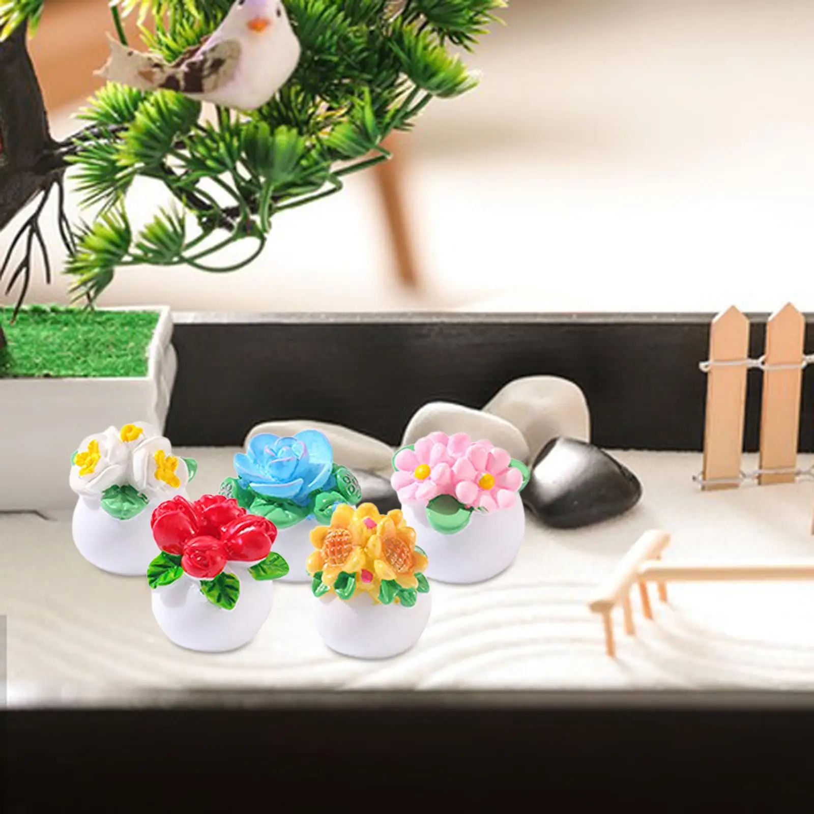 5 Pieces Miniature Dollhouse Plants Classic Dollhouse Decoration for 1:12 Scale Doll House Micro Landscape Playset Supplies