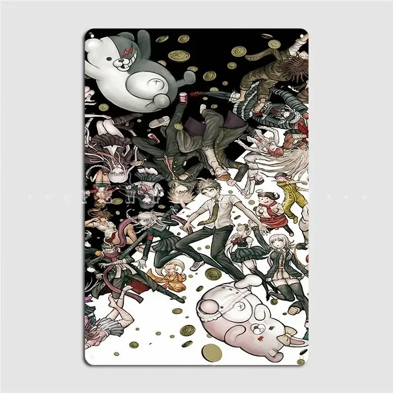 Danganronpa 1 2 Metal Plaque Poster Garage Decoration Kitchen Vintage Club Home Tin Sign Poster