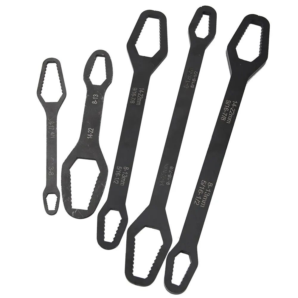 黒色両口レンチ 8-22mm 多機能ソリッド六角レンチ クロムメッキネジナットハンドツール