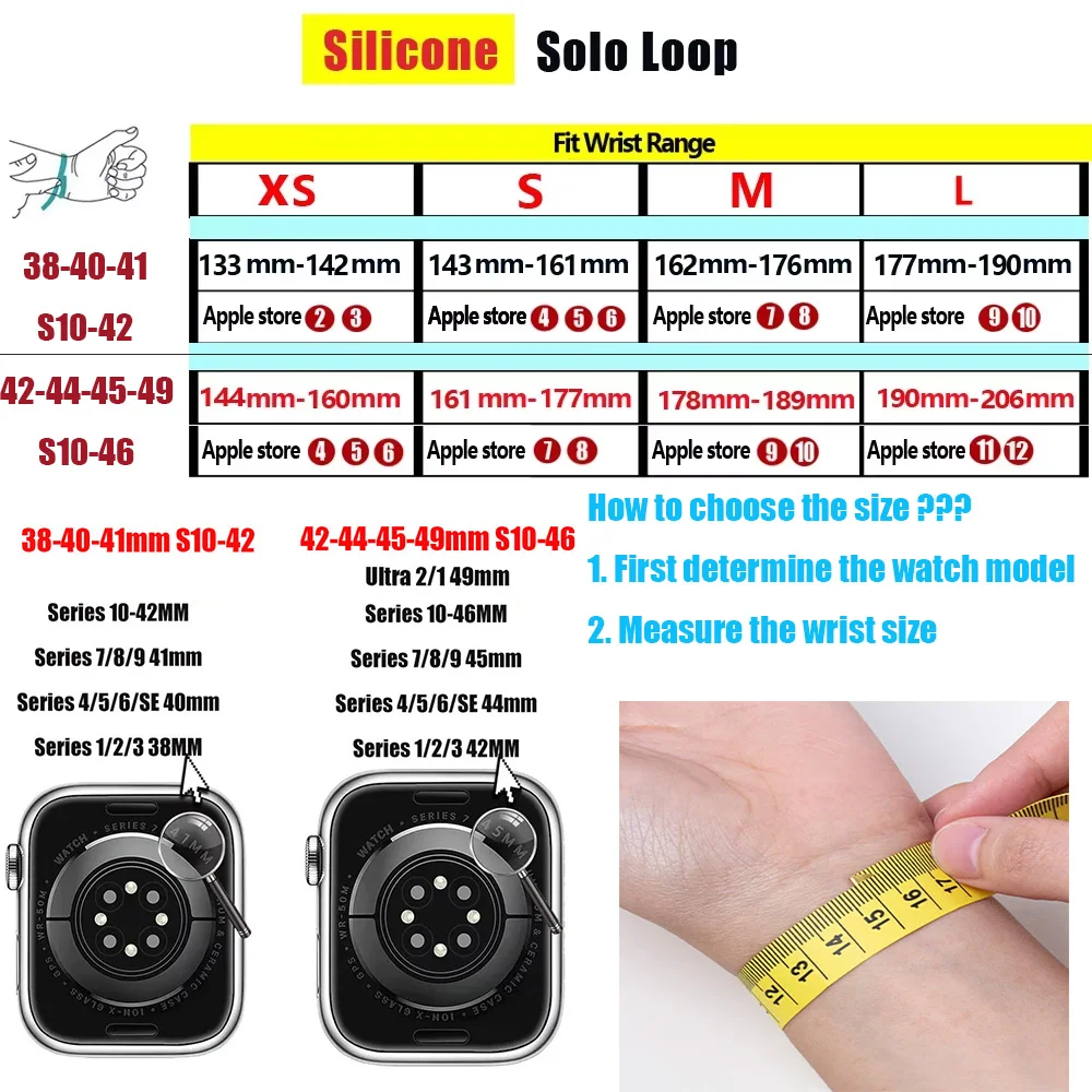 Silicone Solo loop Strap for Apple Watch Band 10 46/42mm 44mm 40mm 45mm 41mm bracelet correa iwatch series 9897SE6543 ultra 2 49
