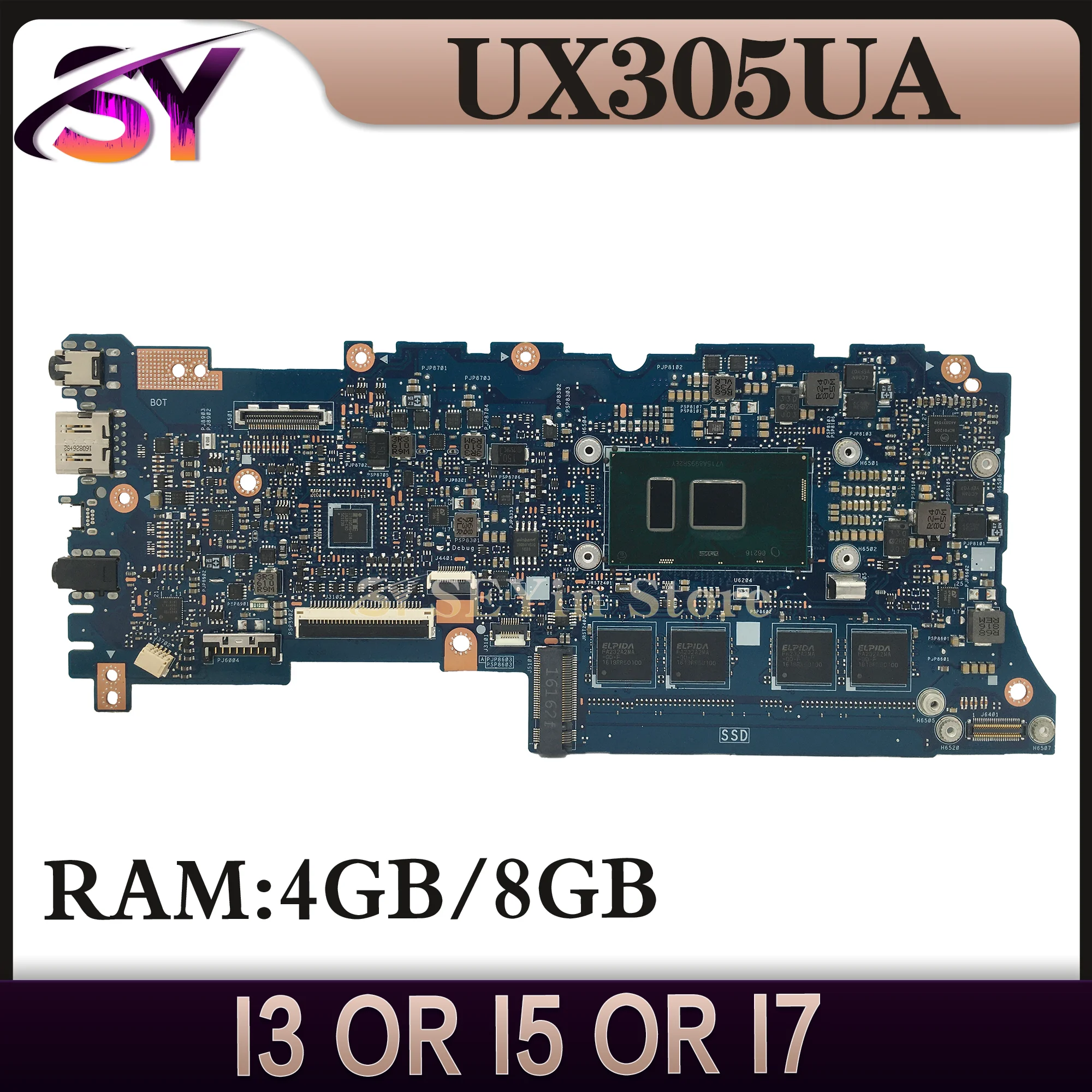 Mainboard For ASUS Zenbook UX305UA UX305U UX305 U305UA Laptop Motherboard I3 I5 I7 6th Gen 4GB/8GB-RAM MAIN BOARD TEST OK