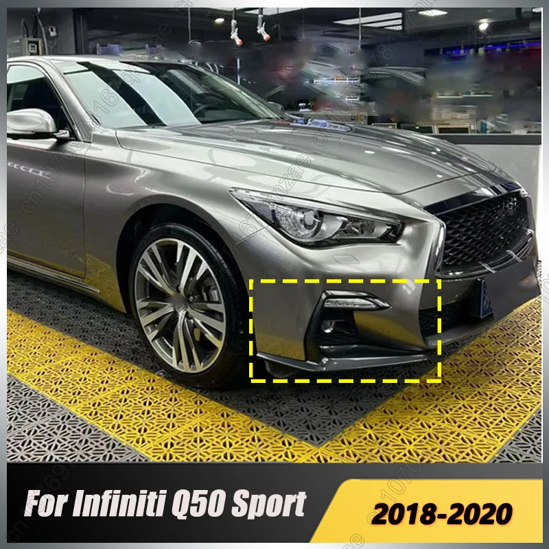 

2 шт. передний бампер, противотуманная фара, лицевая панель, крышка для Infiniti Q50 Sport 2018 2019 2020, глянцевая черная рамка, противотуманная фара, решетка, комплекты отделки кузова