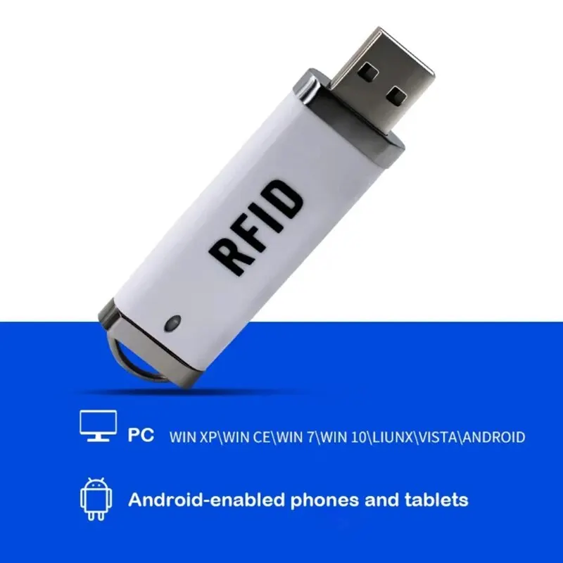 Portable Small U Disk RFID Reader 125Khz ID 13.56MHz IC Card Induction Smart USB Reader Writer Win/Android System Universal