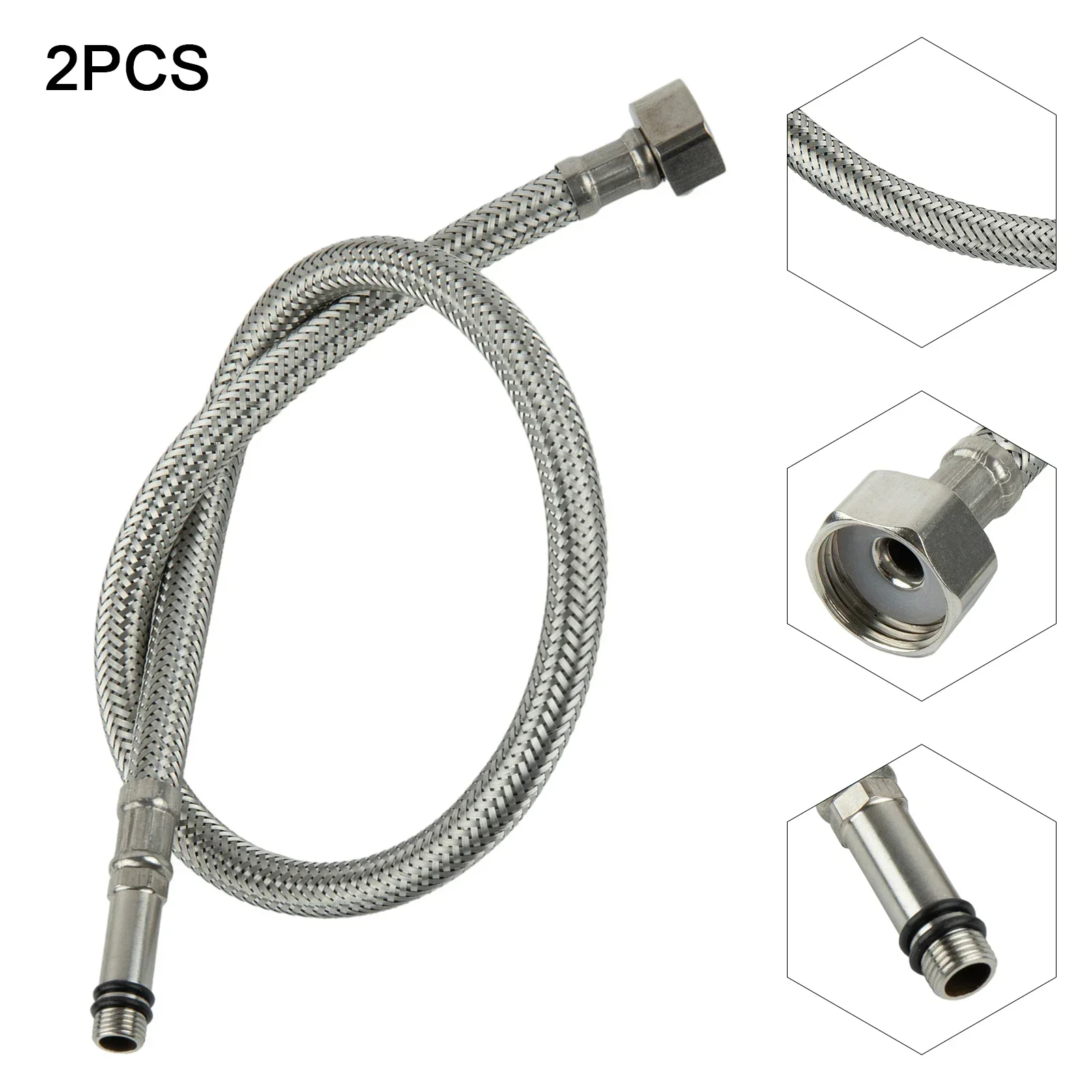 

Connector Hose Tap Tail End 2pcs 60/80cm Length Flexible Kitchen Pipework Connections Stainless Steel High Quality