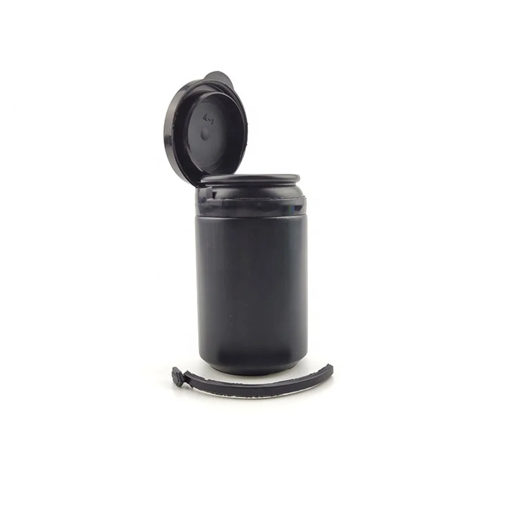 12pcs 60ml 2oz Black Plastic HDPE Straight Round Empty Plastic Pill Container Chewing Gum Bottle With Pull Ring Cap