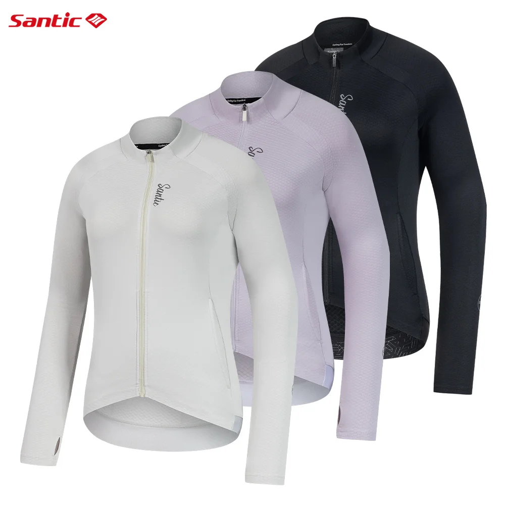 

Santic Велосипедные куртки Женские велосипедные куртки Флисовые велосипедные майки с длинными рукавами Теплые и полностью на молнии с карманами KL25C01191