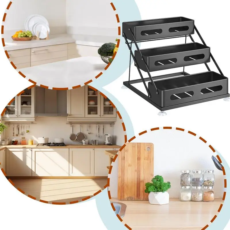 Rack de tempero organizador cozinha condimento armazenamento titular organizadores e armazenamento armário ajustável tempero rack para
