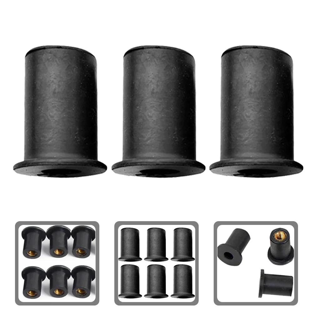 

20pcs 5Mm Rubber Well Nuts Brass Insert For Motorcycle Windshield Mounting Hardware Windscreen Bolts Vibration Reduction Durable