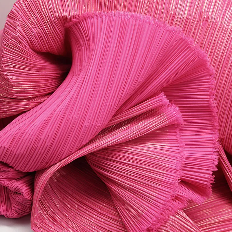 Pleated Pure Color with Gold Line Fabric for Handmade DIY Texture Creative Shape DIY Modeling Stage Decoration Sewing Material