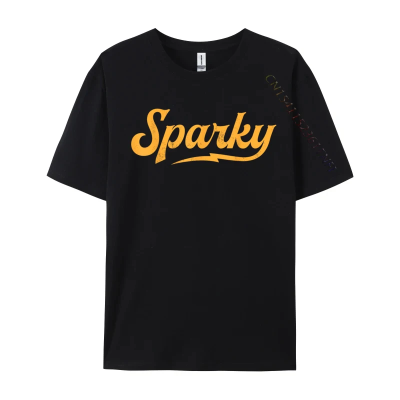 

Sparky Electrician Funny Lineman Dad Retro Vintage Novelty Design Party T-Shirt New Coming Fall O Neck Tops Tees