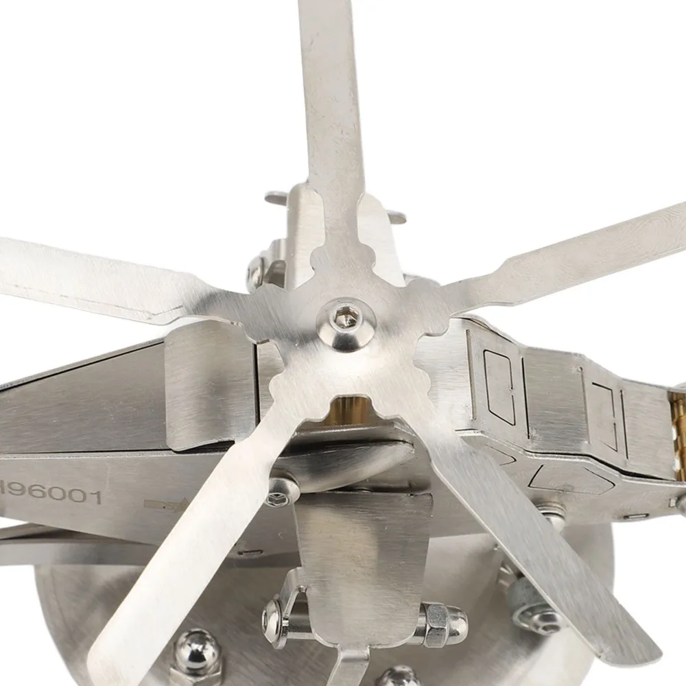Stainless Steel Helicopter Model Kit Handmade Craft 3D Structure Metal Helicopter Model Silver 3D Puzzle Model Office Desk Decor