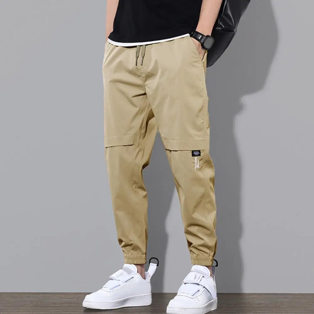 

Casual Trousers Versatile Men's Cargo Pants with Multiple Pockets Elastic Waist Ankle-banded Design for Gym Outdoor Activities