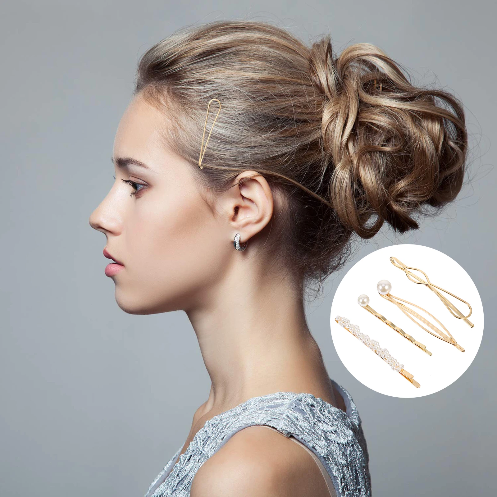

17 Pcs Pearl Hair Clip Set Geometric Design Women Barrettes Hair Accessories Stylish Practical Decorative Hairpin