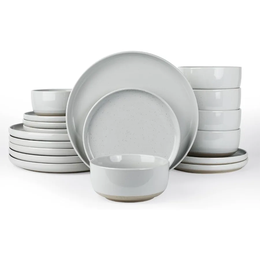 Juego de platos y cuencos Milkyway, vajilla de 18 piezas, juego de platos para 6 gris claro