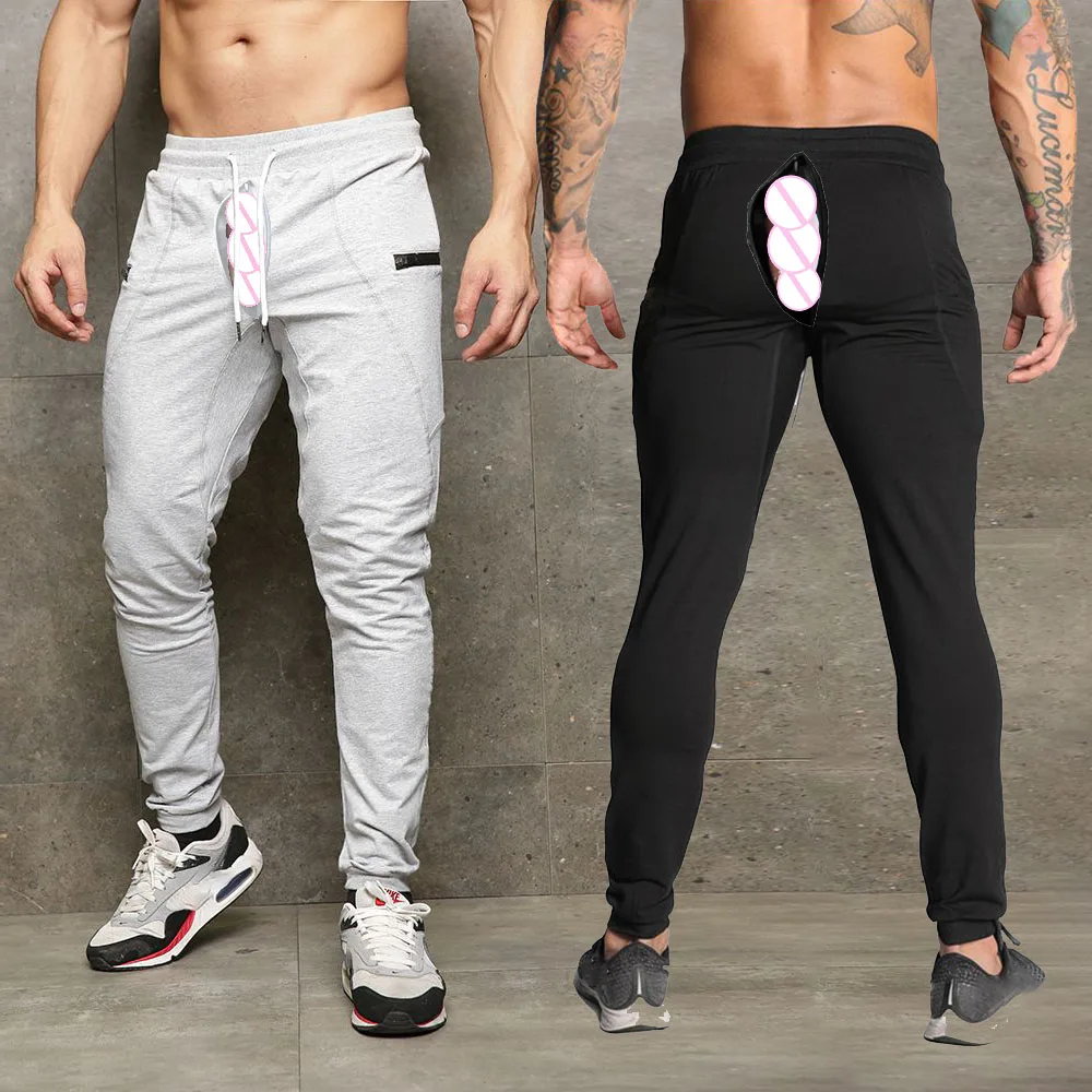 

Autumn Open Crotch Fitness Pants Men Jogger Trousers Basketball Sweatpants Outdoor Sex Exotic Hotpants Sports Casual Streetwear