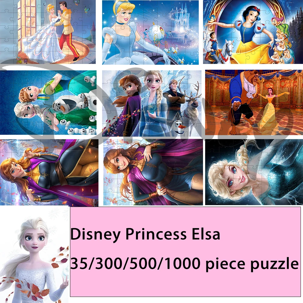 

jigsaw puzzle Disney Princess Elsa 35/300/500/1000 pieces wooden onePiece Puzzles for Adults childrenEducational Toys Gifts