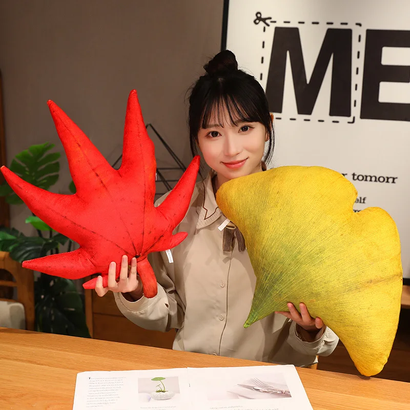 Like Real Stuffed Plant Plush Pillow Gingko Hawthorn Red Maple Parasol Monstera Tree Leaf Leaves Forest Plushie Peluche Decor