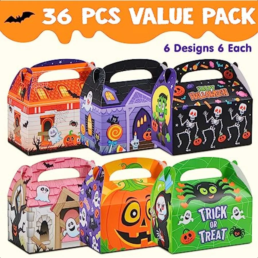 36 PCS Halloween Treat Boxes Candy Boxes Trick or Treat Cardboard s Goodie Bags for Halloween Party Favor plies Classroom Excha