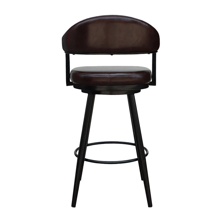 Luxury New Arrival Leather Cushion Bar Chair Stainless Metal Base Bar High Chair Stool