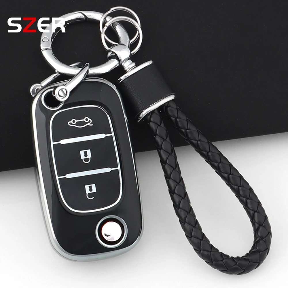 

TPU Flip Car Key Case Cover For Renault Fluence Clio Megane Kangoo Lacia LADA Largus Kalina Granta Vesta X-Ray Benz Smart fortwo