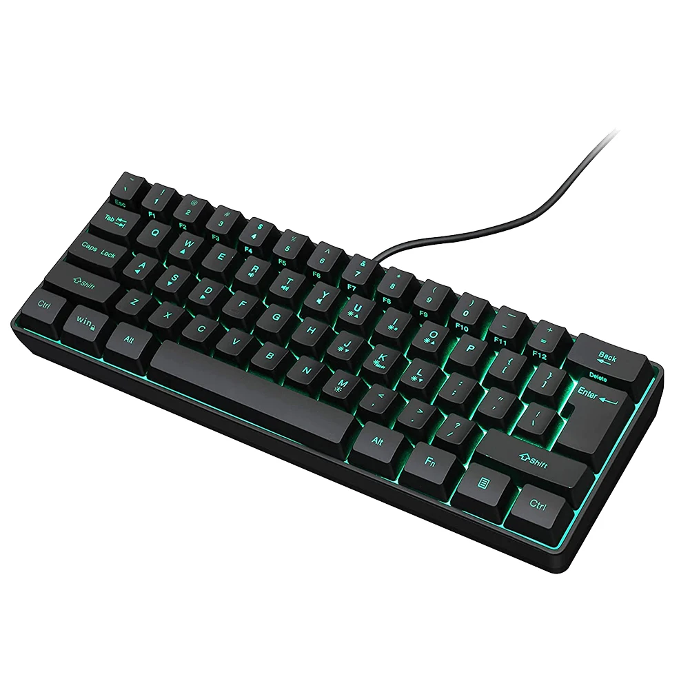 Gaming Keyboard, 61 Multi Color RGB Illuminated LED Backlit Wired Gaming Keyboard, Waterproof Mini Keyboard