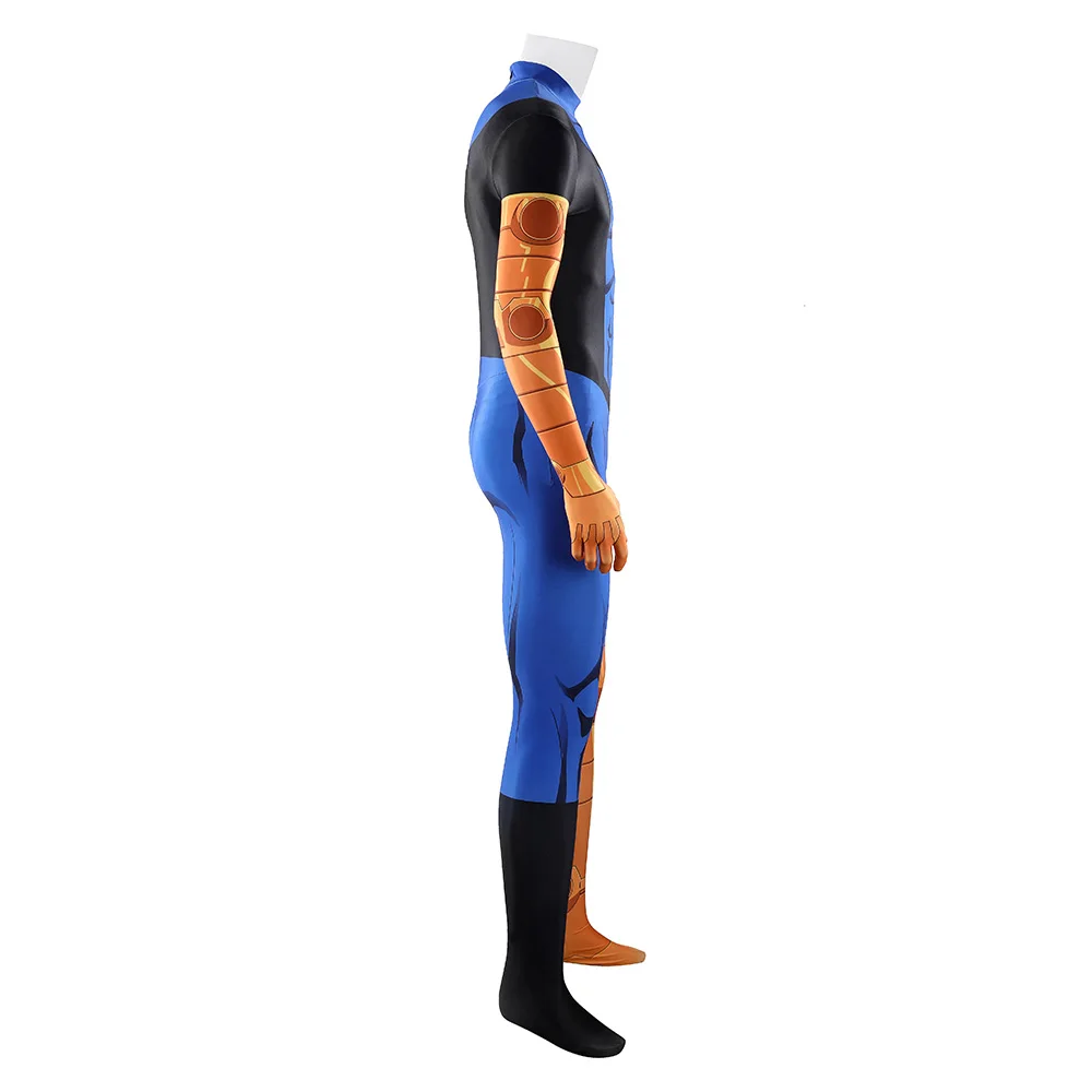 Mark Grayson Cartoon Invincible 4 Cosplay Costume New Blue Jumpsuit Mask Outfits Orange Gloves Halloween Uniform Carnival view 3