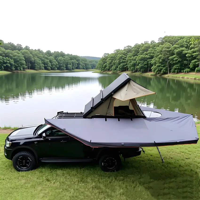 4x4 Offroad Retractable Car Awning 360 Degree Freestanding Side Awning Tent With D Zipper Roof Rack Canopy For Car Camping
