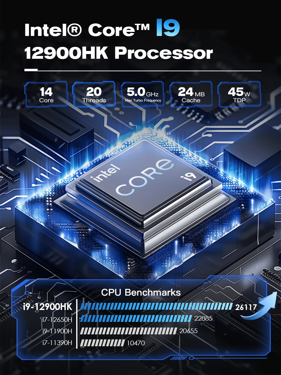 كمبيوتر صغير للألعاب Intel Core i9 12900H WIFI6 Type-C HD DP 2 * DDR4 NVMe سطح المكتب المكتب/الكمبيوتر المنزلي 4 * USB3.2 2 * 2.5G LAN Windows11
