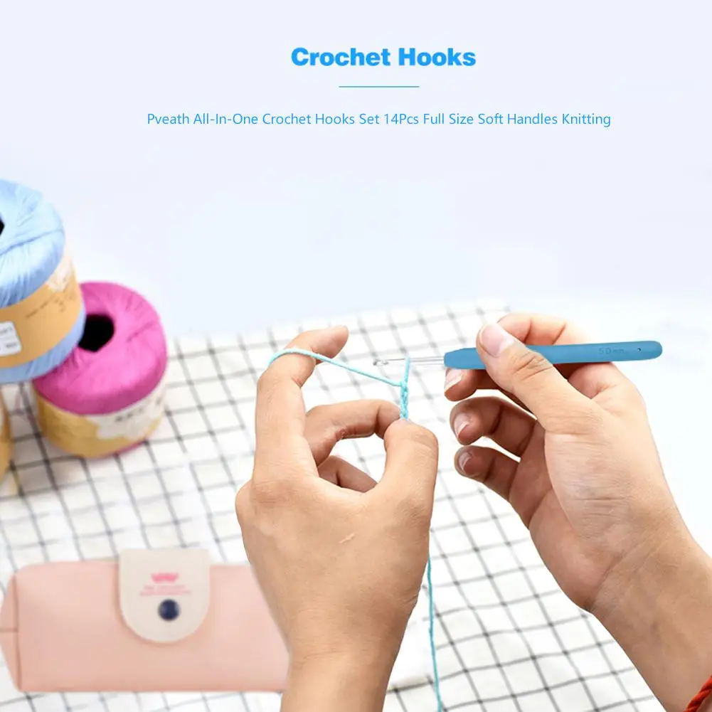 

14Pcs Crochet Needle Set Aluminum Sewing Needles Tool 2.0-8.0mm Yarn Craft Knitting Needles Sweater Weave Sewing Tool