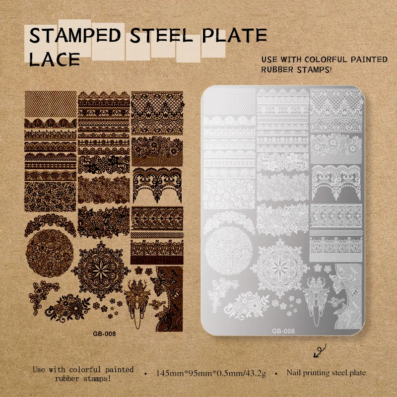 Stainless steel nail stamping plate with plant, tree and geometry patterns