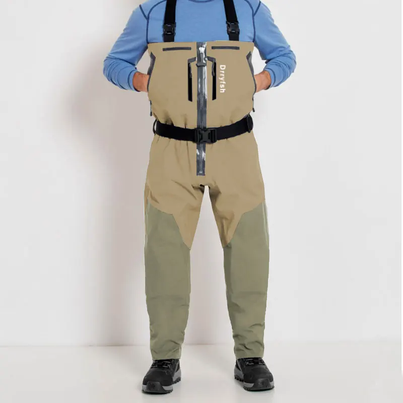 Breathable Convertible Chest Waist Fly Fishing Waders with Zipper Drake Anglers Wading Pants Lightweight stockingfoot for Men