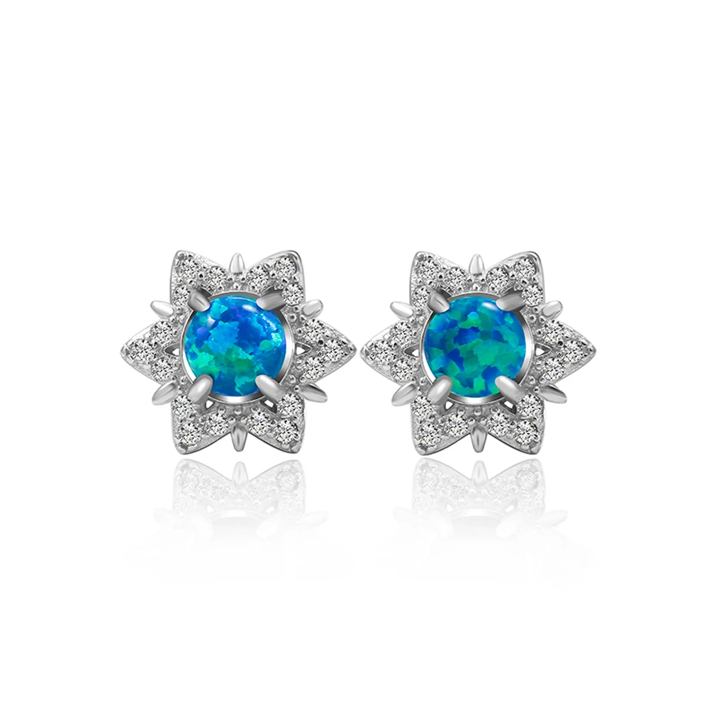 

Star of David Ear Studs for Women Men Sterling Silver Earrings Opal Earring Studs