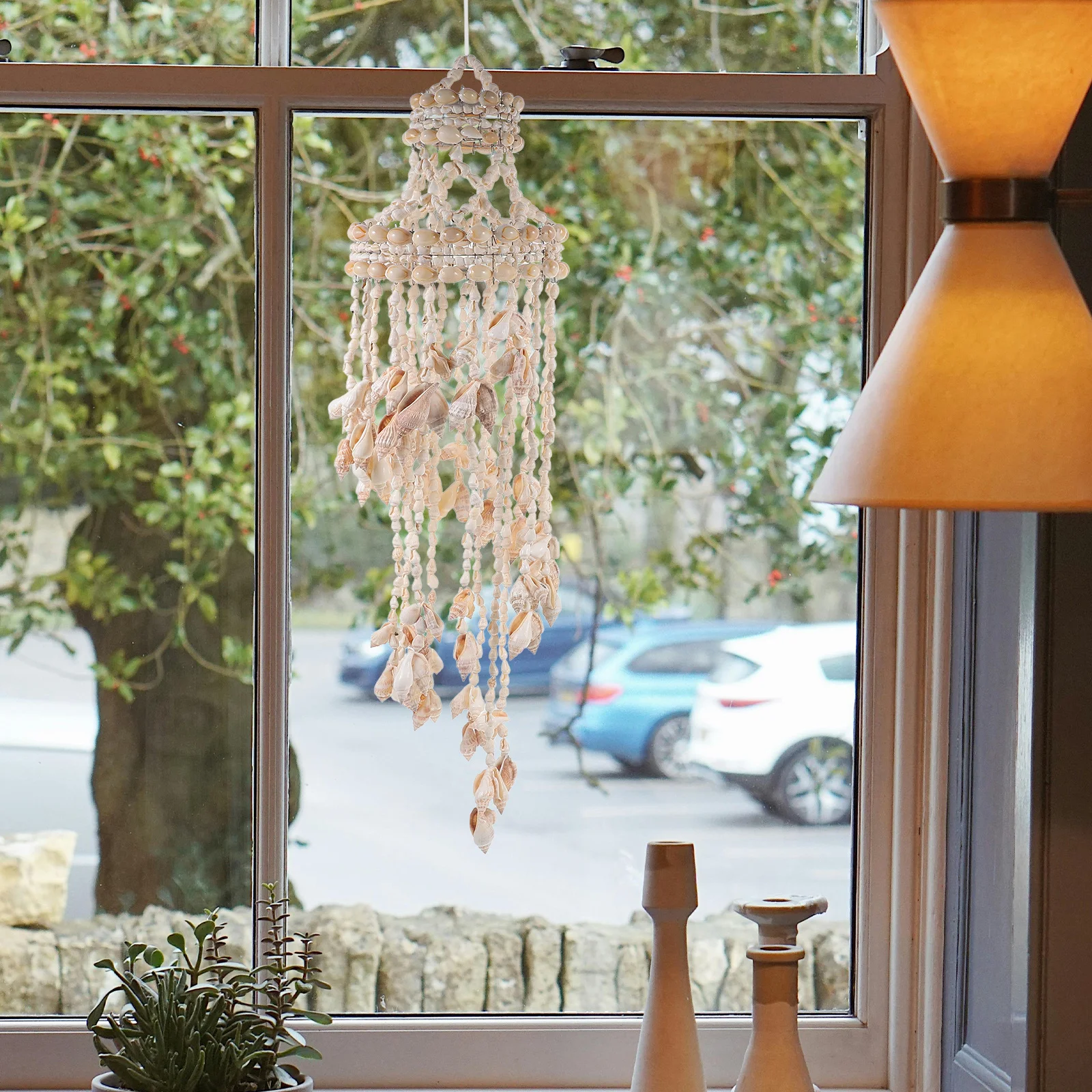 

1Pcs Luxurious Shell Wind Chime Simple Generous Hanging Ornaments Home Decor White Shell Wind Chime Hanging Wind-Bell