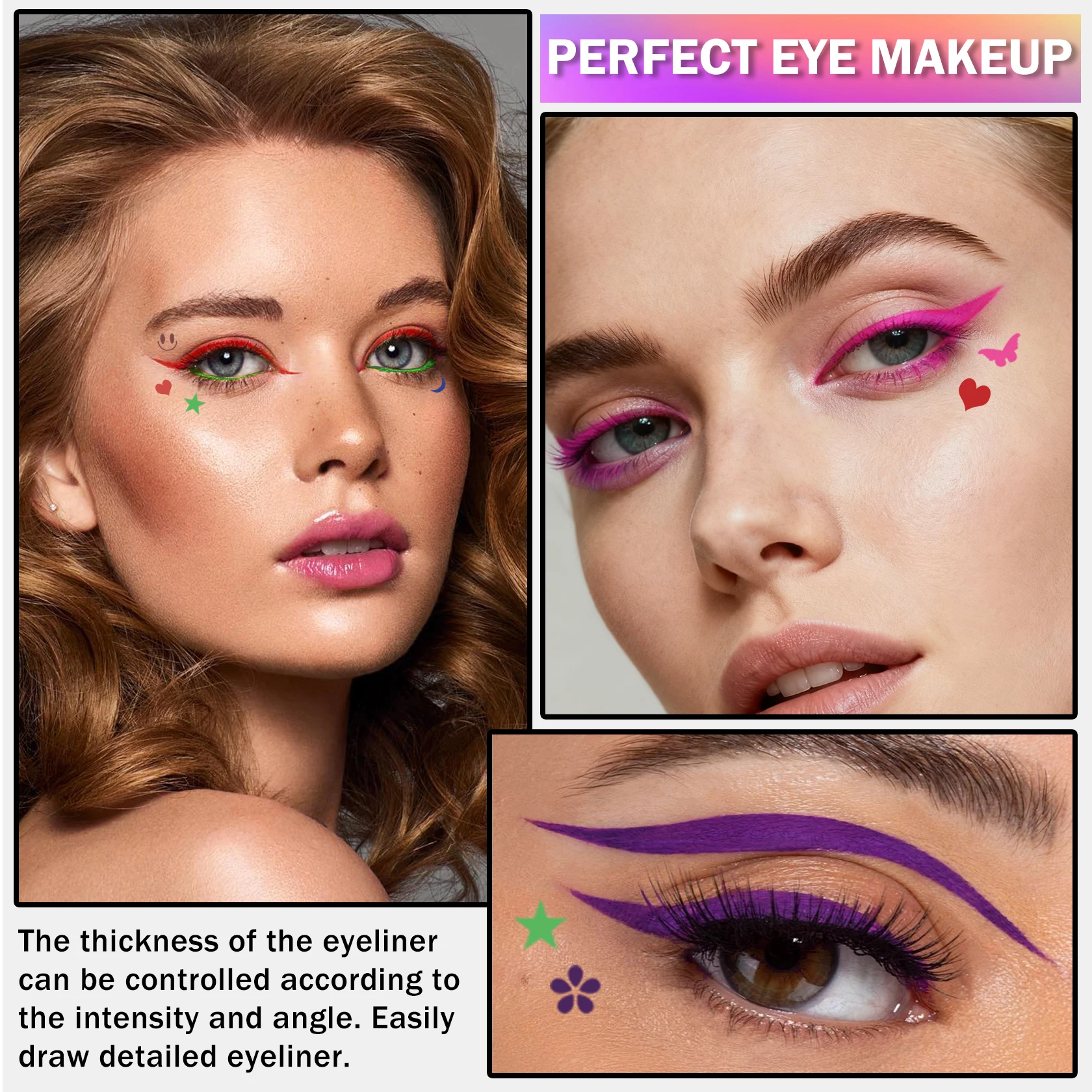 7 pçs colorido líquido delineadores de olho selo facial de longa duração à prova dwaterproof água cosplay gótico selos delineador conjunto de maquiagem para iniciantes quente