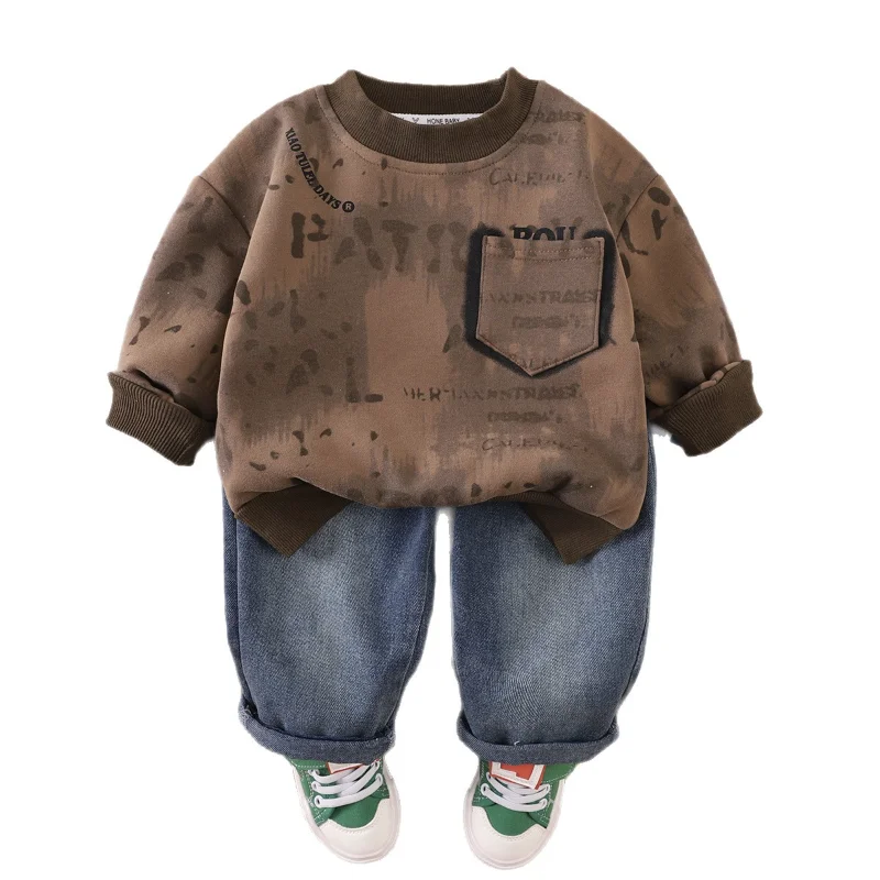 

New Spring Autumn Baby Clothes Children Boys Letter Long Sleeved T-Shirt Pants 2Pcs/Sets Infant Casual Costume Kids Tracksuits