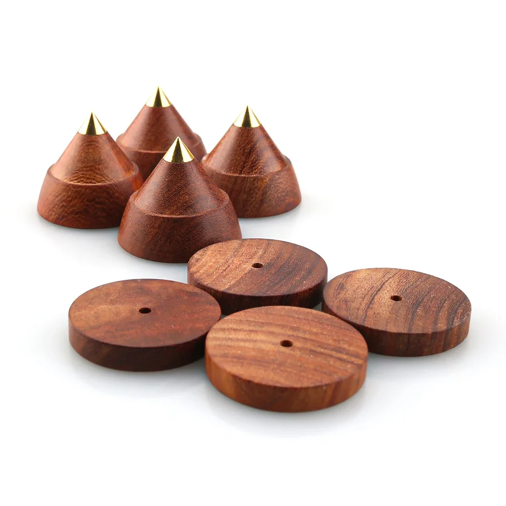 4 sets 23x20mm quality rosewood sandalwood speakers spike speaker amplifier CD player Isolation  Stand Feet Spike Pad Base