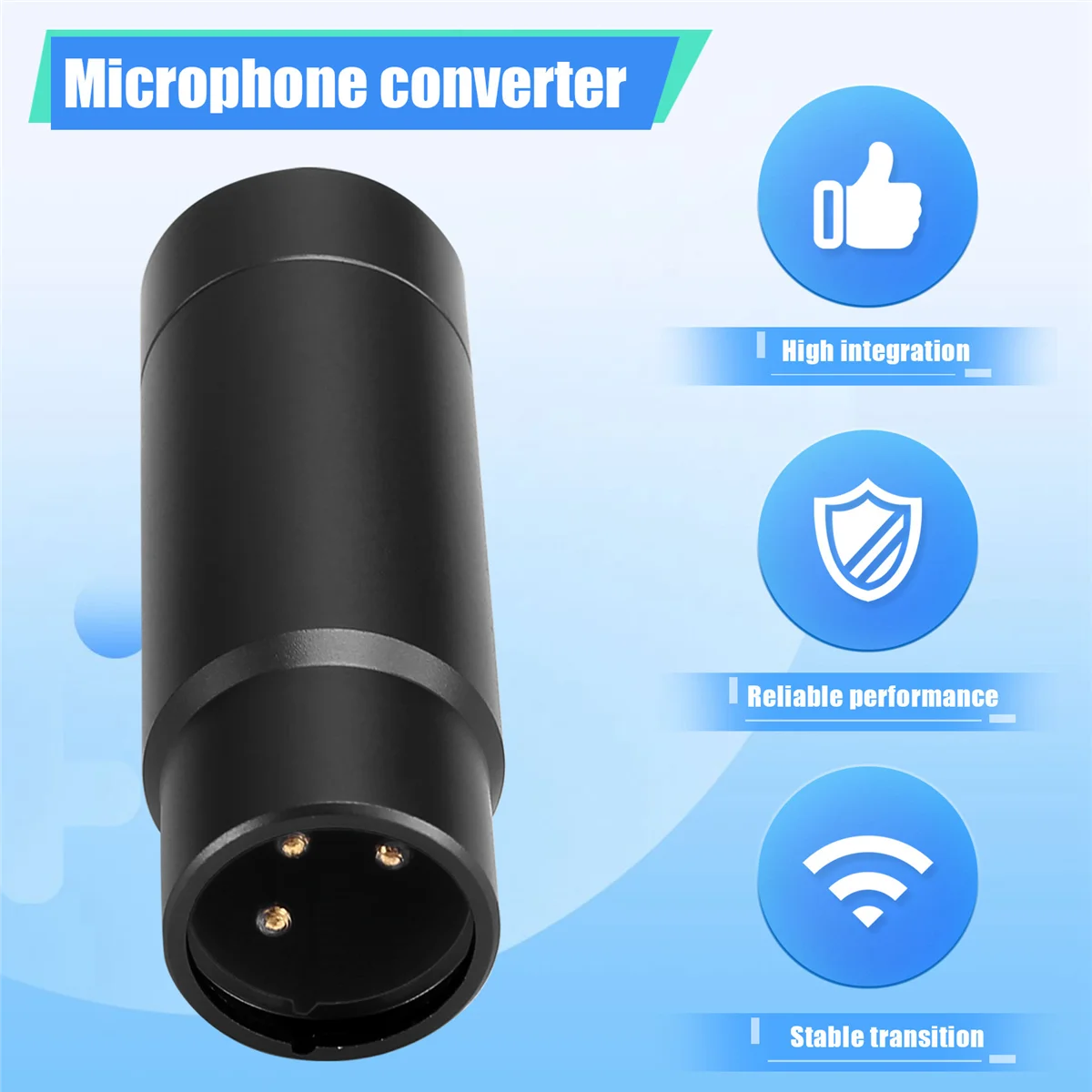 AA26P 팬텀 전원 어댑터 마이크 시스템 오디오 믹서 콘덴서 마이크 48V XLR 마이크 어댑터 3.5mm 검정색