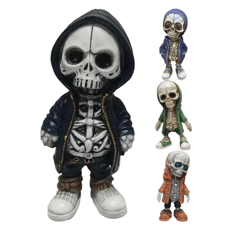 

Cool Skeleton Figurines Miniature Skeleton Sculpture Resin Decorative for Halloween Party Desk Home Offices Decoration