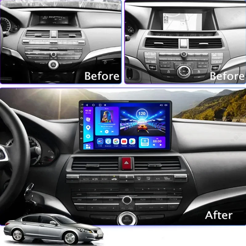 Carplay Car Radio For Honda Accord 8 2008-2013 Multimedia Player GPS Navigation Auto Stereo 2din No DVD Automotive Radio Player