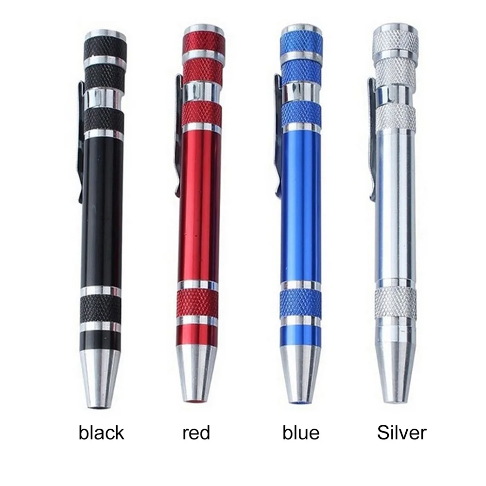 Multifunction 8 In 1 Pocket Precision Mini Screwdriver Pen Mobile phone Repair Hand Tools Kit Portable Screwdriver Set Bits