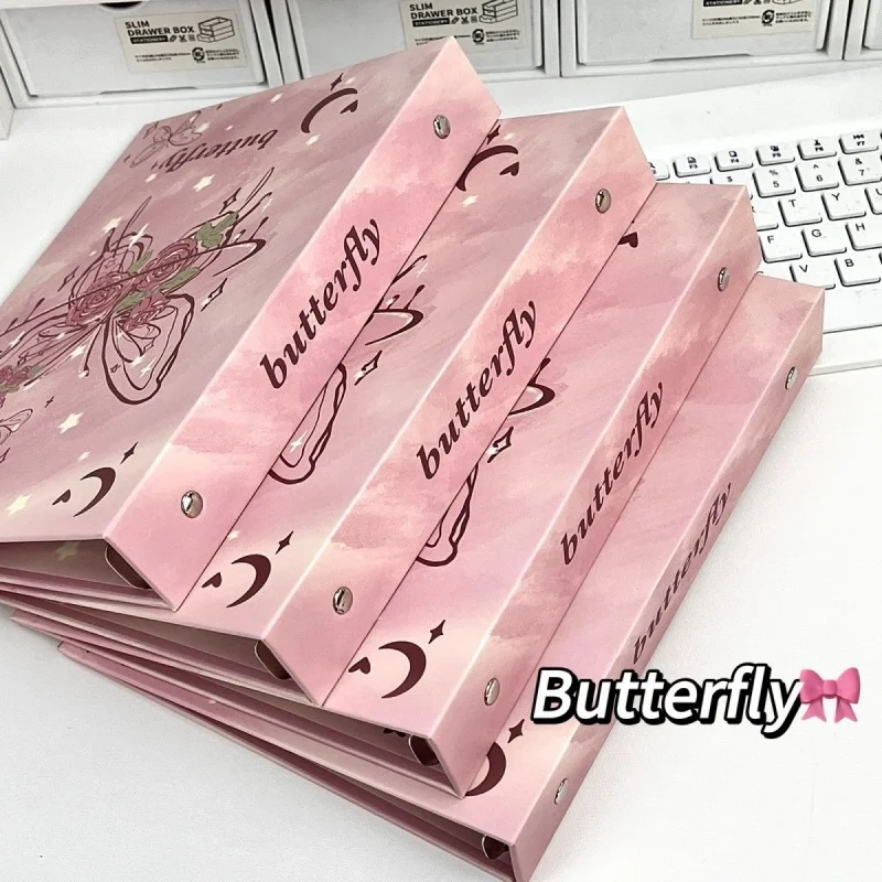 A5 Cute Butterfly Photo Card Album Loose-leaf Cover Super Hard Star Kpop Photo Album Photocards Binder Cover Collect Book School