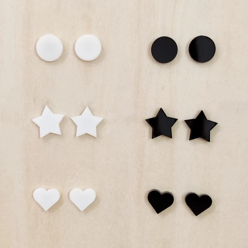 6 pairs/set Stars ET Studs Earrings For Women Black Pink Purple Acrylic Colourful Jewelry Interesting Accessories