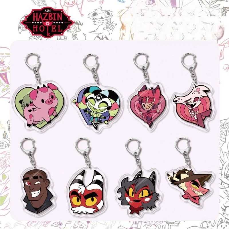 

Hazbin Hotel Charlie Morningstar Alastor and Vaggie Acrylic Keychain Pendant Cute Character Bag Hanging Ornament Gift for Fans