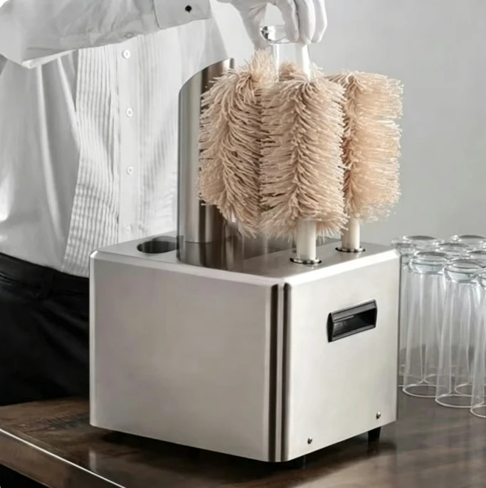 Electric Glassware Polishing & Drying Machine 120-240V, Commercial Restaurant Kitchen Glass Cup Cleaner