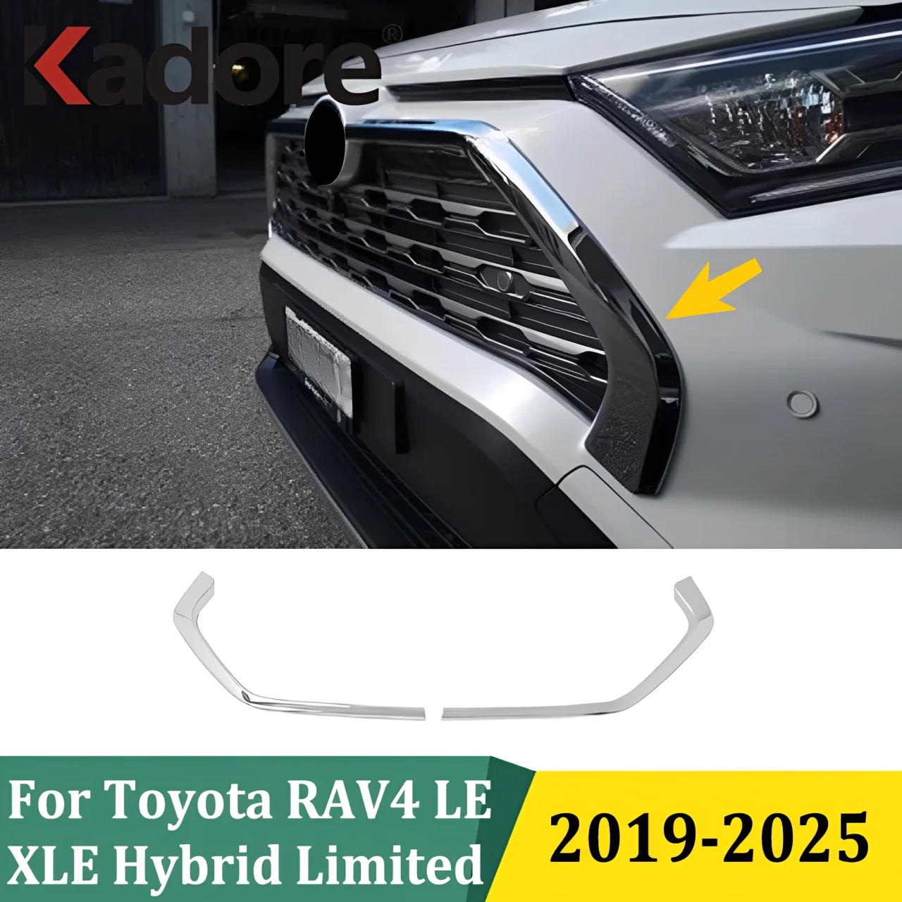 

For Toyota RAV4 RAV 4 Hybrid Limited LE XLE 2019-2025 Carbon Fiber Front Grill Cover Trims Strip Car Exterior Accessories