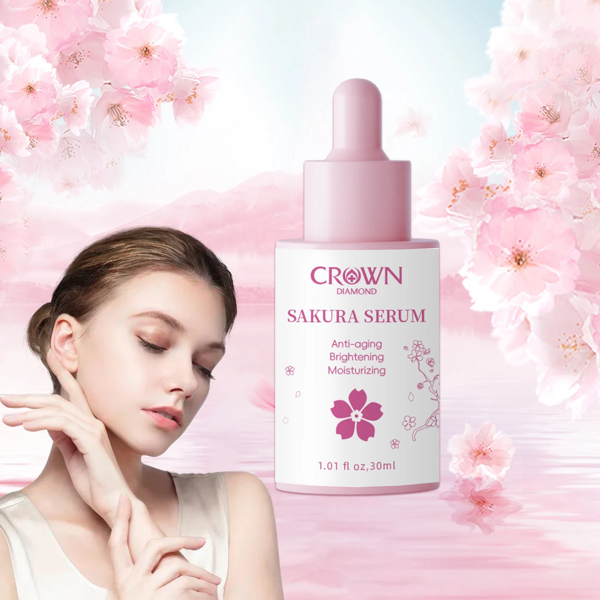 

1 PC Sakura Serum Vitamin C Skin Care for Face Hyaluronic Acid Moisturizing Serum for Women Skincare Serum for All Skin Types