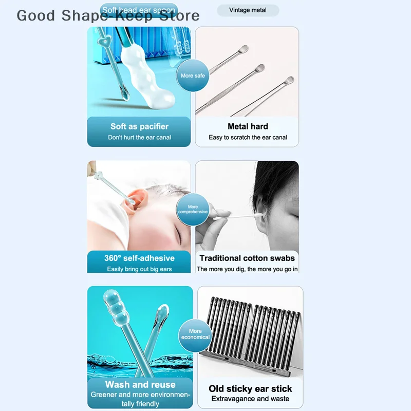 

Sticky Ear Digger Tool Set Ear Wax Cleaning Spoon Ear Digging Cotton Swabs Not Hurt 1/3/5 Boxes Options Ear Cleaning Kit